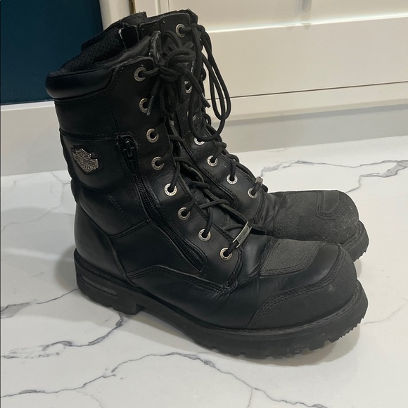 Harley Davidson black leather motorcycle boots